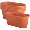 Clever Pots, Fioriera da Balcone con Fori di Drenaggio, Lunghezza 50cm, Vaso da Esterno e Interno, Plastica, Resistente Alle Intemperie, Colore Terracotta, Set di 6 vasi