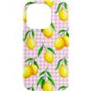 Preposh Custodia per iPhone 14 Pro Preppy Cute Cottagecore Estetica Mini Gingham Rosa Limone