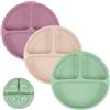 Vicloon Piatto con Ventosa per Bambini in Silicone, 3 Set Piatti Bambini Pappa Svezzamento Piatto, Piastra di Alimentazione per Neonati, Lavabile in Lavastoviglie