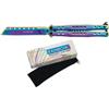 MARTINEZ ALBAINOX COLTELLO BUTTERFLY RAIN BLUE TITANIUM COATED LAMA TANTO 11CM