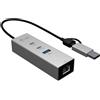 iTEC i-tec CAMETALG325HUB, USB 3.2 Gen 1 (3.1 Gen 1) Type-A + Type-C, USB 3.2 Gen 1 (3.1 Gen 1) Type-C, USB 3.2 Gen 1 (3.1 Gen 1) Type-A, RJ-45, 5 Mbit/s, Argento, 0,25 m, 2,5 Gigabit Ethernet