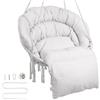VEVOR Poltrona sospesa, 150 kg, Poltrona sospesa girevole in macramè, Cuscino, Materiali di montaggio, Corda di cotone, Poltrona relax con frange, da giardino, Interno, Esterno, Beige