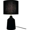 Relaxdays Lampada da Comodino, Base in Ceramica scanalata, Paralume in Tessuto, E14, 42 x 23 cm