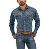 Wrangler Ms71319t - Camicia Western con Taglio Cowboy a Maniche Lunghe, con Chiusura a Scatto, Blu Antico., M