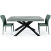 KONTE.DESIGN Tavolo TRASTEVERE in legno, Grigio Beton-Antracite, gambe incrociate in metallo nero, 180 x 100-280 x 100 cm