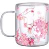 Generic Tazze da caffè a doppia parete, 250 ml, in vetro, con fiori secchi, trasparente, con manici, tazza in vetro con fiori, bicchieri estetici per latte, tè, succo, vino