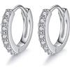 REYOK Argento 925 Orecchini Cerchio Piccolo per Donna Ragazze Orecchini Cerchietto Huggie con AAA Orecchini in Zircone Regali Confezione per Gioielli - Diametro: 13 mm