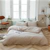 AMWAN Set di biancheria da letto in tinta unita color albicocca beige con copripiumino matrimoniale XL grigio talpa kaki in jersey di cotone stile semplice beige marrone chiaro copripiumino
