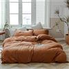 AMWAN Pumpkin Caramel - Set copripiumino in jersey di cotone lavorato a maglia, per letto matrimoniale XL, colore ruggine, set di biancheria da letto color terracotta, stile semplice, 1 copripiumino
