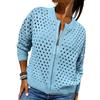 Whimsyard Giacca da donna lavorata a maglia con cerniera e ritagli, Cardigan maglione da donna con cerniera all'uncinetto, Top in maglia traforata da donna, Top all'uncinetto abbigliamento esterno