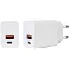 PNI Alimentatore CHG300 con porta USB C, QC3.0, PD3.0, PPS e porta USB-A, 30W