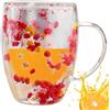 Genérico Tazze da caffè - Tazza in vetro a doppia parete Floral Fusion | Tazze da caffè con manico | Tazze di vetro anti-scottature | Tazza di caffè in vetro Tazza di caffè Fiore secco selezionato | Tazza da