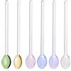 SILENRADAWN Cucchiai di Vetro per Caffè e Tè Freddo, Palette Lunghe Ergonomiche per Mescolare Cocktail e Dessert, Set da 6 Pezzi Multicolore per Bar e Cucina Stili multipli