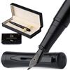 Wordsworth & Black Set Penna Stilografica di Lusso,Pennino Curvo,Tutto Nero | Re
