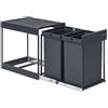 Bauhaus Contenitore per rifiuti da cucina LTB951GZ01, con doppio scomparto, capacità 2 x 20 litri, colore grigio