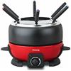 H.Koenig Set per fonduta elettrico ALP1800, 6 forchette, 2L, acciaio inox, fonduta di formaggio, Bourguignonne, al cioccolato, Ciotola antiaderente resistente e rimovibile, coperchio antischizzo