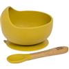 Interbaby Ciotola e cucchiaio in silicone con ventosa ocra per bambini, SI001-75