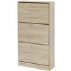 Baroni Home Scarpiera Salvaspazio Slim in Legno Melaminico da Ingresso. Portascarpe con Ante a Ribalta e Doppia Profondità (Naturale 3 Ante)