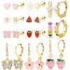 KALVICA 14 Paia Orecchini Bambina Anallergici Set Orecchini Acciaio Chirurgico Senza Nichel Farfalline Fiore Cuore Accessori Moda per Ragazza Bambina Donna（Oro/Argento)