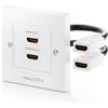 deleyCON Presa a Muro HDMI 2x Porta HDMI Montaggio a Filo Pulito 3D FULL HD HDTV 4K 2160p - Bianco