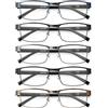 JOLISU 5PCS Occhiali da lettura da uomo - Luce blu che blocca i lettori di computer in metallo con montatura sottile per uomo/donna（1.75）