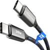 KabelDirekt - Cavo USB-C per Ricarica Rapida, Connettori Metallici + Design Intrecciato in Nylon, USB 2.0 - 3 m (Ricarica Telefoni/Computer Portatili fino a 240W, Cavo di Ricarica/Dati)