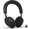 Jabra Evolve3 75 Cuffie On-Ear Wireless Bluetooth con Microfono per Lavoro, USB-A, AI Chiamate, Cancellazione Rumore Attiva Avanzata, 22h Batteria, Microsoft Teams Certificato, Nero