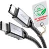 KabelDirekt - Cavo USB-C per Ricarica Veloce, Connettori Metallici + Intrecciato in Nylon, USB 2.0 - 1,5 m (Ricarica Telefoni/Computer Portatili con 60W, Ideale come Cavo di Carica/Dati, Nero)