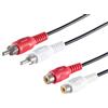 1aTTack.de 1 x 1,5 m - Cavo cinch, cavo di collegamento audio stereo cinch maschio/femmina a cinch maschio, connettori stampati, contatti nichelati, HiFi TV
