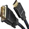 Kabeldirect KabelDirekt - Cavo adattatore HDMI DVI con schermatura A.I.S. e spina in metallo, 2 m (cavo monitor bidirezionale, collegamento del dispositivo HDMI a monitor DVI e viceversa, Full HD/1080p, nylon)