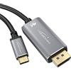 KabelDirekt Adattatore e cavo USB-C a DisplayPort, 2 m, fino a 4K/2160p a 60 Hz - per collegare portatili, smartphone e tablet a grandi schermi - DP, Thunderbolt 3/USB-C 3.1