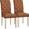 Yaheetech Set 2 Sedie Sala da Pranzo Imbottite Moderne in Finta Pelle Eleganti Gambe in Legno Massello Schienale Alto con Bottoni Imbottiti Portata 125 kg Marrone