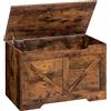 HOOBRO Cassapanca, Panca Contenitore per Bambini, con Cerniere di Sicurezza, Grande Piano, Manico Incorporato, Poggiapiedi, Baule per Giocattoli, Sgabello, 75 cm, Marrone Vintage EBF77CW01