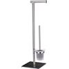 WENKO Piantana portarotolo e scopino WC Lima acciaio inossidabile, Acciaio inossidabile, 23.5 x 69 x 20 cm, Satinato