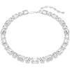 Swarovski Millenia Collana, Gioiello Versatile con Cristalli Cry Bianchi, Pietre Preziose a Taglio Ottagonale, Chiusura a Moschettone, Placcatura in Tonalità Rodio, 38,5-43,5 cm, 1 cm