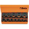 Beta 720/C12 - Serie di 12 chiavi a bussola con attacco quadro femmina 1/2" fosfatate, in cassetta di lamiera