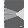 Leitz Office Quaderno a righe A4, copertina PP, rilegatura a spirale, apertura a 360 gradi, 180 pagine/90 fogli, carta certificata FSC (80 g/m²), per ufficio e scuola, Grigio, 44961085