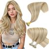 Hetto Extension Capelli Veri Nano Ring Marrone dorato chiaro & Biondo chiaro con riflessi - Remy Capelli Umani Estensioni, Invisibile Adesive, Look Naturale per Uso Quotidiano 50g 50ciocche 60cm
