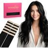 WENNALIFE Extension Capelli Veri Biadesivo, 10pz 35cm 25g Nero Jet Extension Biadesive Capelli Veri Lisci Remy Tape in Hair Extensions Capelli Setosi Solo per L'aggiunta di Colori