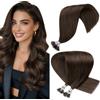 Hetto Extension Capelli Veri Nano Ring Marrone medio - Remy Capelli Umani Estensioni, Invisibile Adesive, Look Naturale per Uso Quotidiano 50g 50ciocche 60cm