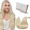 Hetto Extension Capelli Veri Nano Ring Biondo chiaro - Remy Capelli Umani Estensioni, Invisibile Adesive, Look Naturale per Uso Quotidiano 50g 50ciocche 35cm