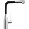 CECIPA Rubinetto Cucina con Doccetta Estraibile di 40CM, Miscelatore Cucina Nero con 2 Modalità di Getto, Miscelatore Estraibile Nero con Bocca Girevole 360°, in Acciaio Inox (Nero-Spazzolato)