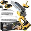 SundpeyPRO Mini Motosega a Batteria 8/6 Pollici - Brushless Mini Sega a Batteria da 2 * 2.0Ah per Potatura, Lubrificazione, Tensione Catena Senza Attrezzi, 900W, Motosega Elettrica per Taglio di Legno