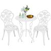 Yaheetech Set di Tavolo e Sedie da Giardino 3 Pezzi con 2 Sedie Bistrò Veranda Set Mobili Balcone Motivo a Rosa Vintage in Alluminio Bianco