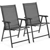 Yaheetech Set di 2 Sedie da Giardino Pieghevoli con Braccioli in Tela per Esterni Patio Veranda Terrazza Piscina Nero