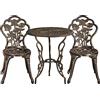 Yaheetech Set di Tavolo e Sedie da Giardino 3 Pezzi con 2 Sedie Bistrò Veranda Set Mobili Balcone Motivo a Rosa Vintage in Alluminio Bronzo
