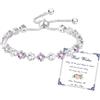 Esmoly Bracciale Donna Argento Bracciale Tennis con 12 Colori di Pietre Natali e 5A Sparkle Zircone Regolabile Regalo Compleanno Donna Ragazza (06-Giugno)