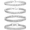 Esmoly 4 Pezzi Bracciale Uomo Argento Oro Nero Braccialetto Uomo 316L Acciaio Inossidabile Catena Cubana Regalo Uomo 19CM/21CM/23CM (Argento 21)