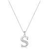 Clearine Collana Argento 925 Zirconia cubica 26 lettere alfabeto fascino personalizzato pendente S