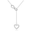 Clearine Graziosa elegante collana girocollo in argento Sterling 925 con nodo/infinito, con ciondolo a forma di cuore, idea regalo per compleanno, festa della mamma, San Valentino, Natale, Argento